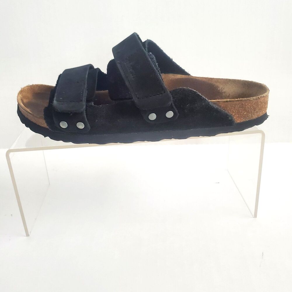 Birkenstock Uji Sandals EU 38 US 7-7.5 Black Suede Adjustable Hook Loop Germany